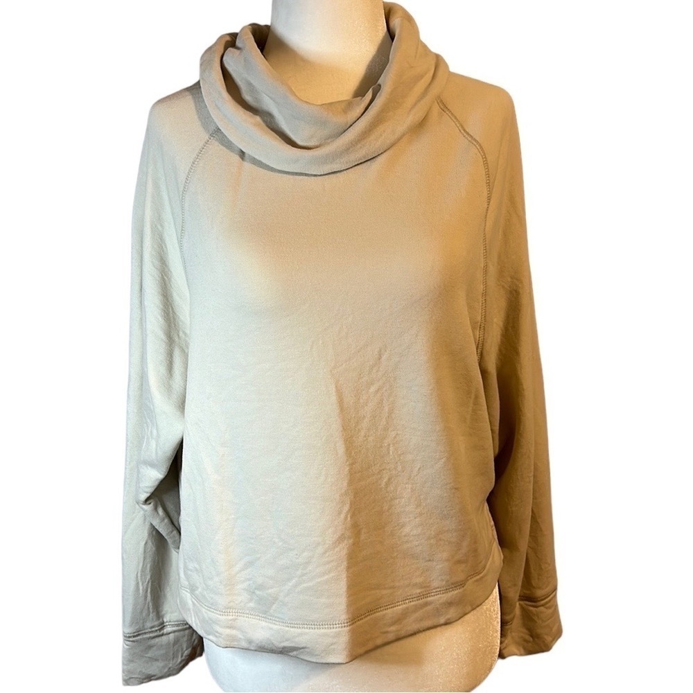 Old NavyTan/Beige fleece insideturtle/Cow neck top. Slightly Cropped